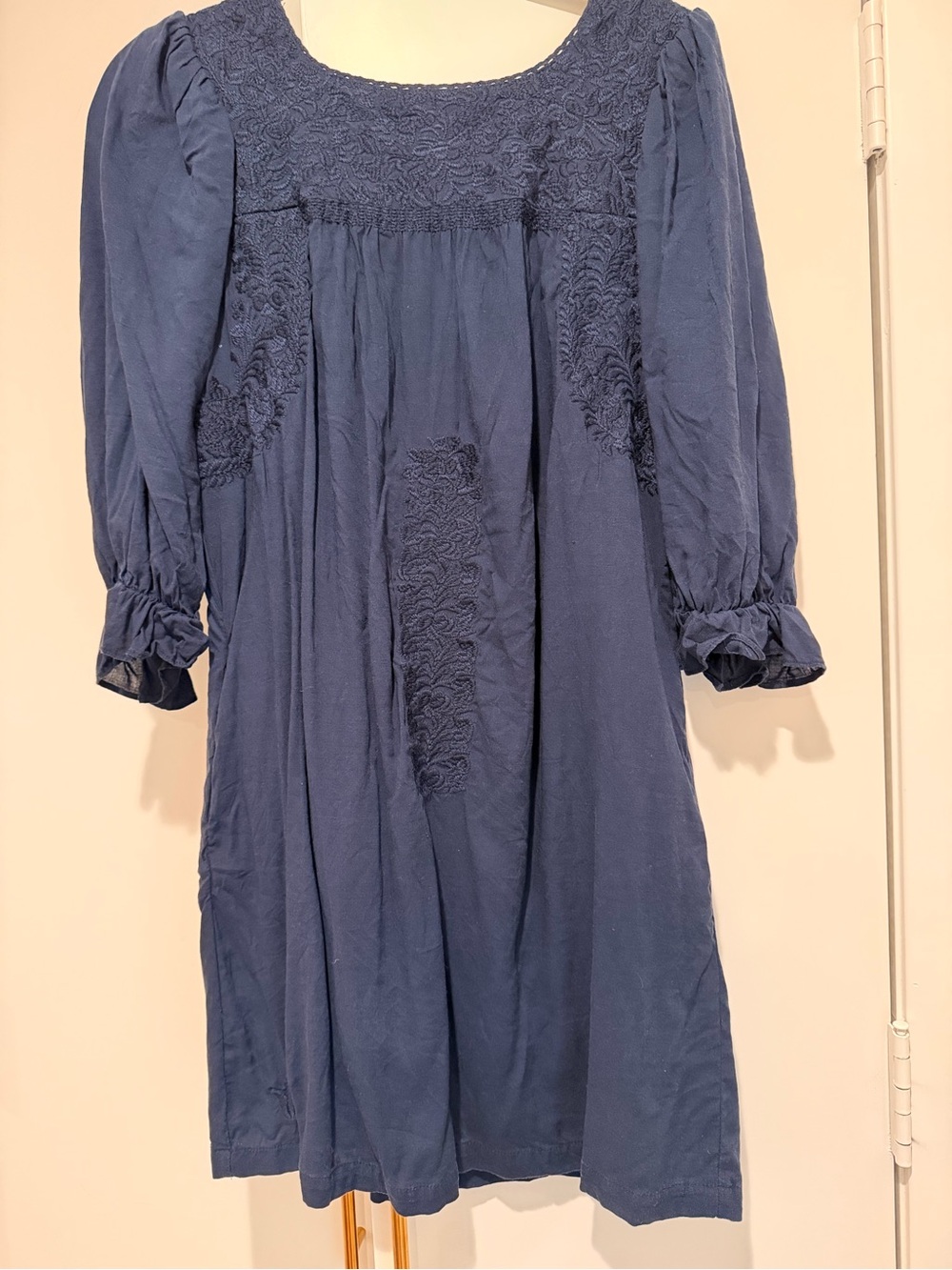 J.Marie Embroidered Navy Dress - Small